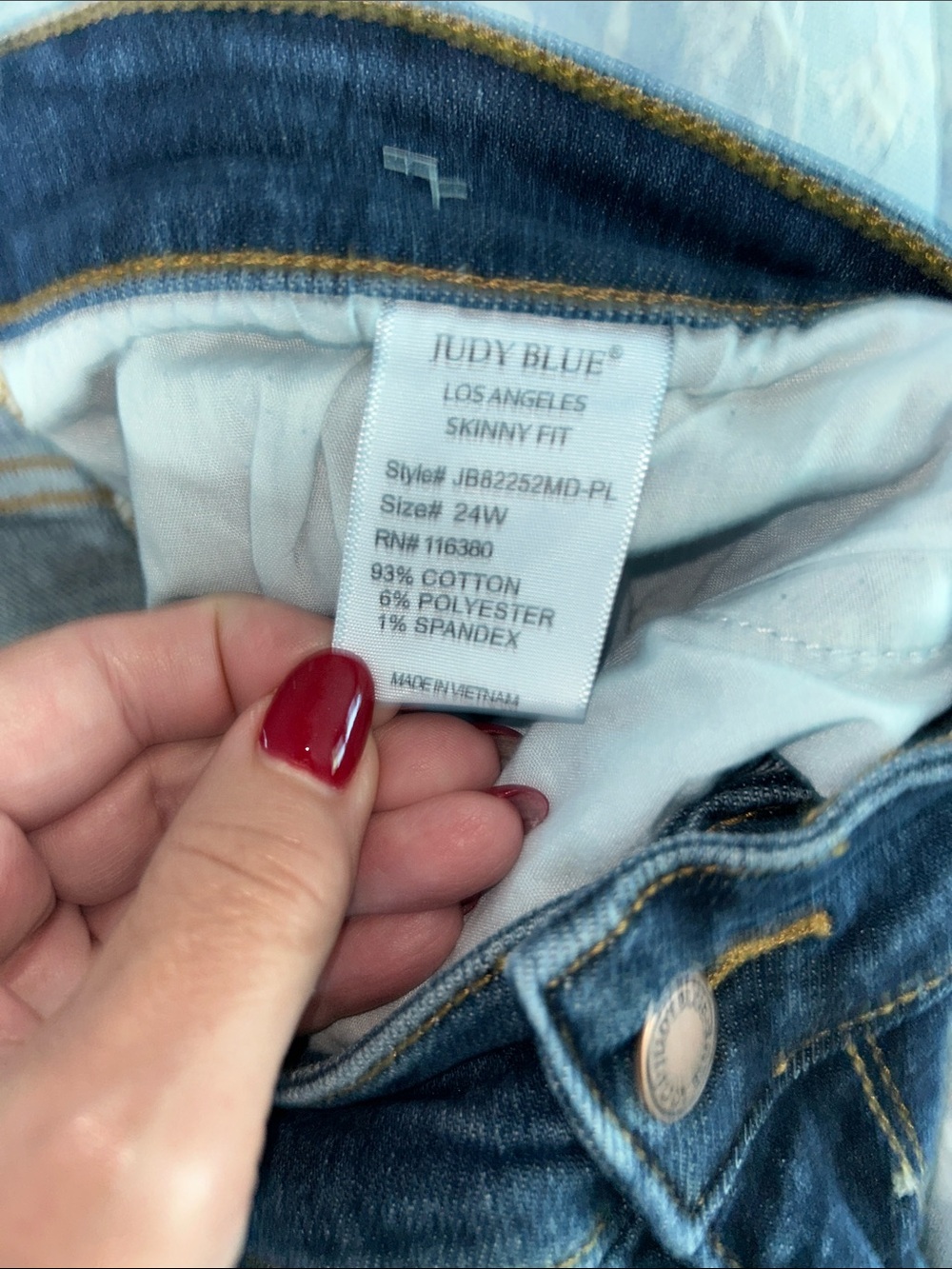 Judy Blue Women’s Blue Stretch Denim Jeans 24W NWT - Picture 6 of 6